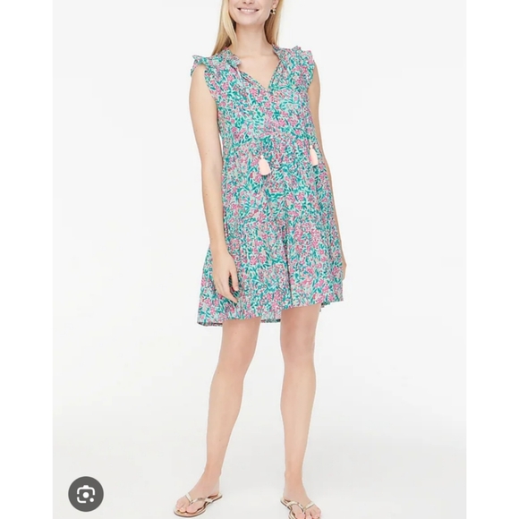 J. Crew Ruffle-sleeve tiered‎ beach dress - Picture 2 of 11